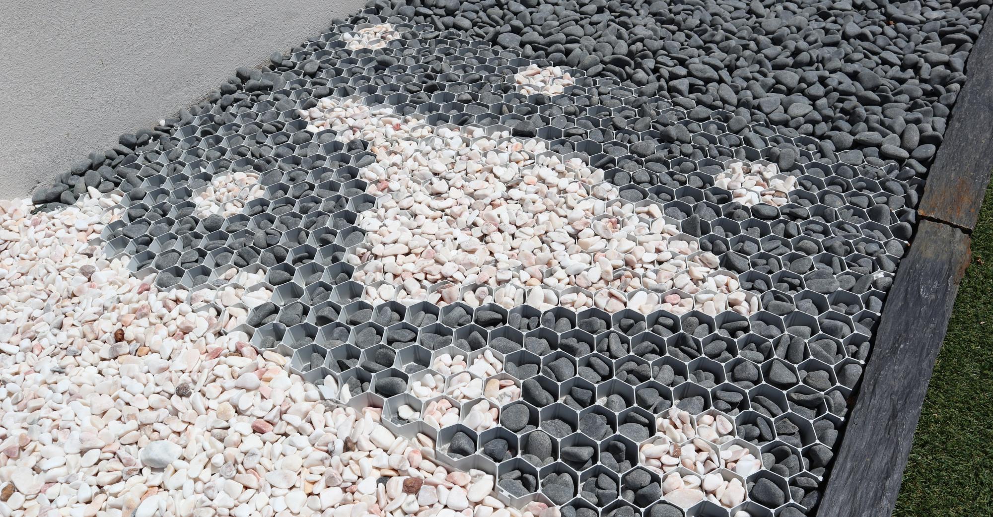 Galets noirs de Basalte, stabilisateur de gravier, galets roses d'Égée