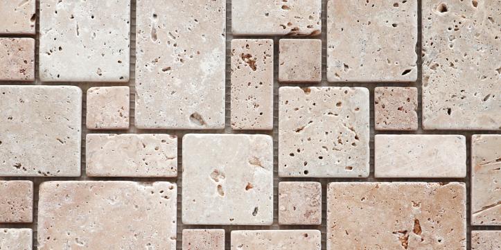 Mosaïque en travertin mini opus en vente chez Roches et Galets